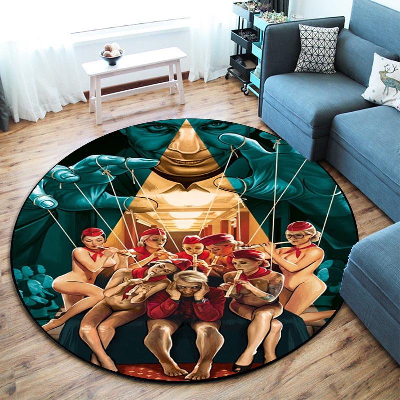 Famous German Rock Heavy Metal Band Rammstein Tile Lindemann Circular Carpet Decoration Anti Slip Home Table and Chair Mat Aisle Door Mat Carpet D15