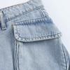 10644- Women's High-Waisted Denim A-Line Mini Skirt with Multi Pockets