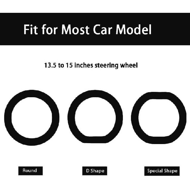 Universal Black Car Steering Wheel Cover: RPKEY 13.5 To 15 Inches Silicone Steering Cover Compatible With Most Car Models Including Round D Shape