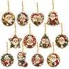 12pcs Christmas Hanging Ornaments Acrylic Board Rhinestone Decoration Set  Fireplace Wreath