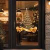 Star Bow Design Golden Christmas Tree Window Stickers Christmas Glass Door Stickers  Showcase