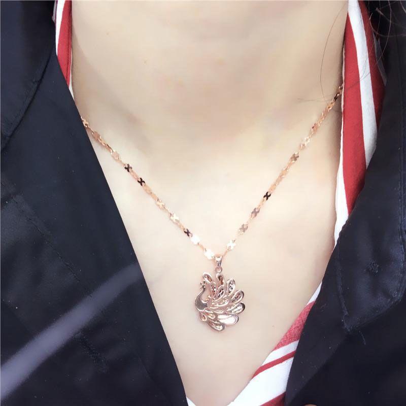 Exquisite Russian Purple Gold Shiny Peacock Pendant Luxury High-End Classic Wind Plated Rose Gold Collarbone Chain