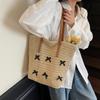 Yogodlns Summer Beach Large Capacity Tote Bag Women Shoulder Bag Handmade Woven Top-Handle Bags Raffia Boho Women Bag
