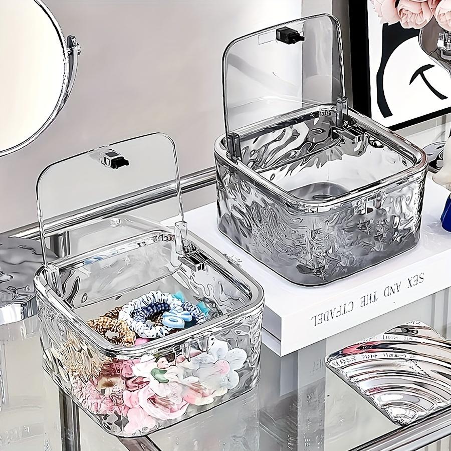 Transparente Acryl Aufbewahrungsbox für Haaraccessoires mit Deckel Wasserdichte Aufbewahrungsbox für Haargummis, Wattestäbchen und Haarnadeln - Multifunktioneller Badezimmerbehälter
