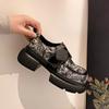 Guochao Style Platform Women's Loafers New Chinese Embroidered Flower Cloth Versatile Mary Jane Thick Heel Small Leather Shoes Casual Single Shoes