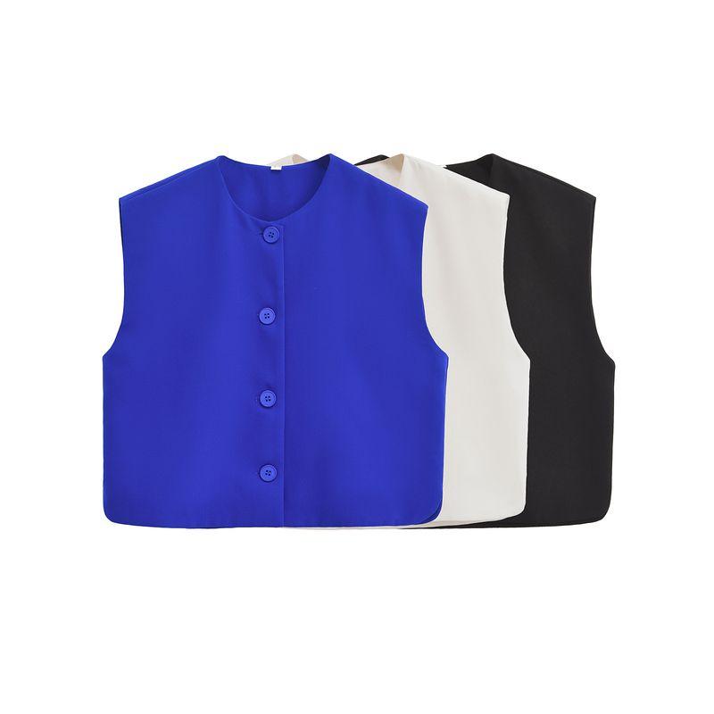 Jnleaog Autumn New Women's Clothing Fashion Style Stylish Fashion All-Match Decorated Row Button Vest Style Tops