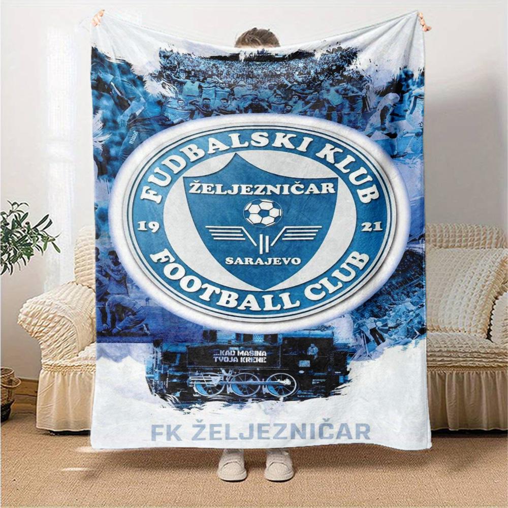 FKŽ Club Print Flannel Blanket High Quality Warm Comfortable Cover for All Seasons Perfect for Gifts Home Decor