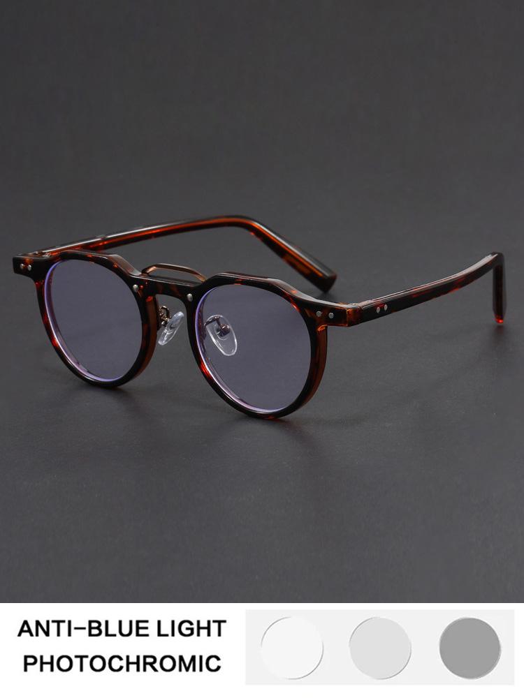 Retro Anti Blue Light Reading Glasses Women Men Round Myopia Glasses In Trend Retro Prescription Eyeglasses Photochromic Lens +1