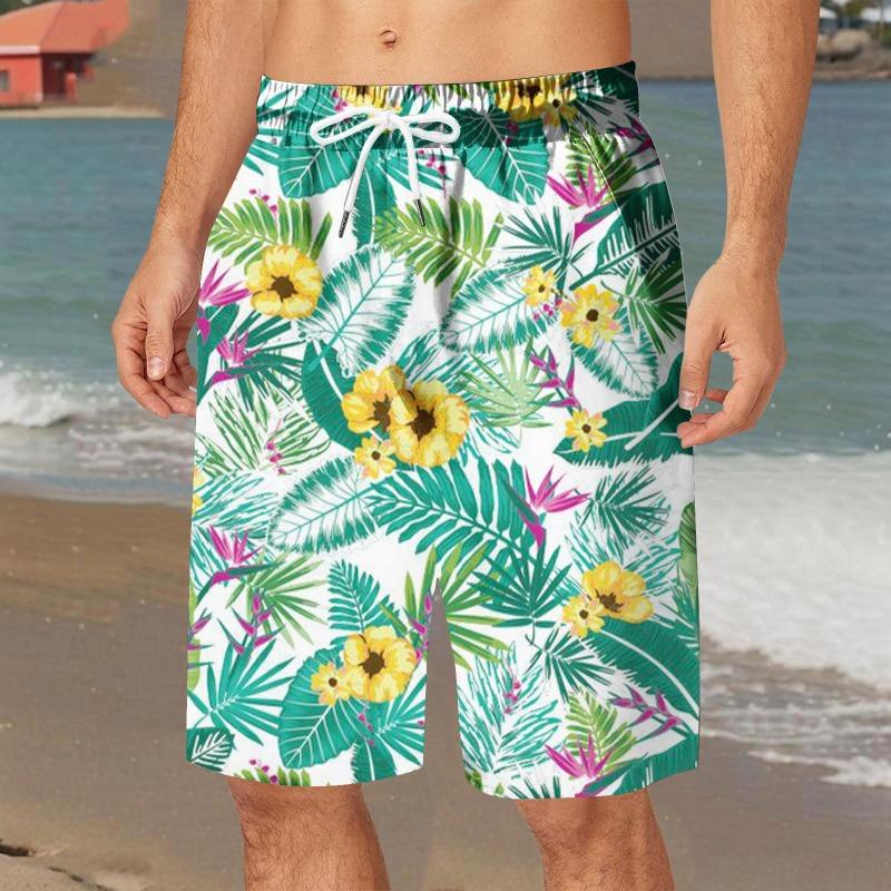 Retro Ethnic Style Graphic Beach Shorts For Men Summer Drawstring Pockets Casual 3D Printed Short Pants Fashion Loose Swim Trunk