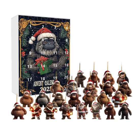 

Advent Calendar 24-Day Countdown Decoration Ape Man Themed Family Christmas Advent Calendar Festival Hanging A