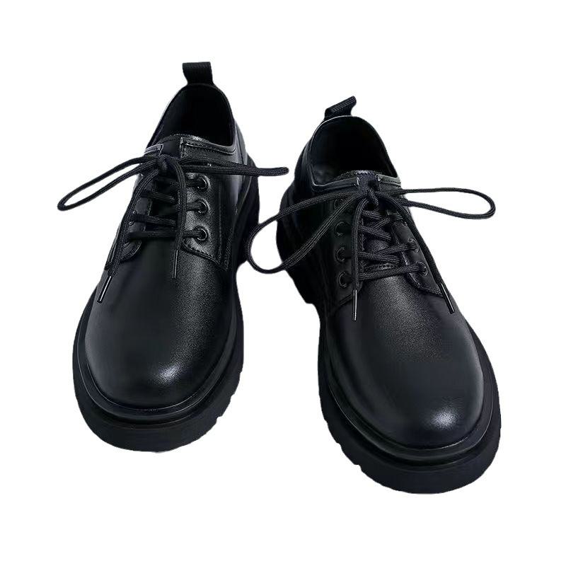 Men's British Style Thick-soled Leather Shoes for Casual and Business Wear, Versatile and Fashionable.