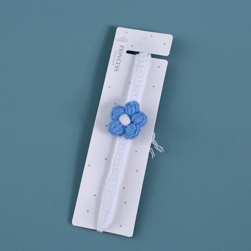 Handmade Knitted Pet Collar With Puff Flower Decor Adjustable Cats Dogs Fall Winter