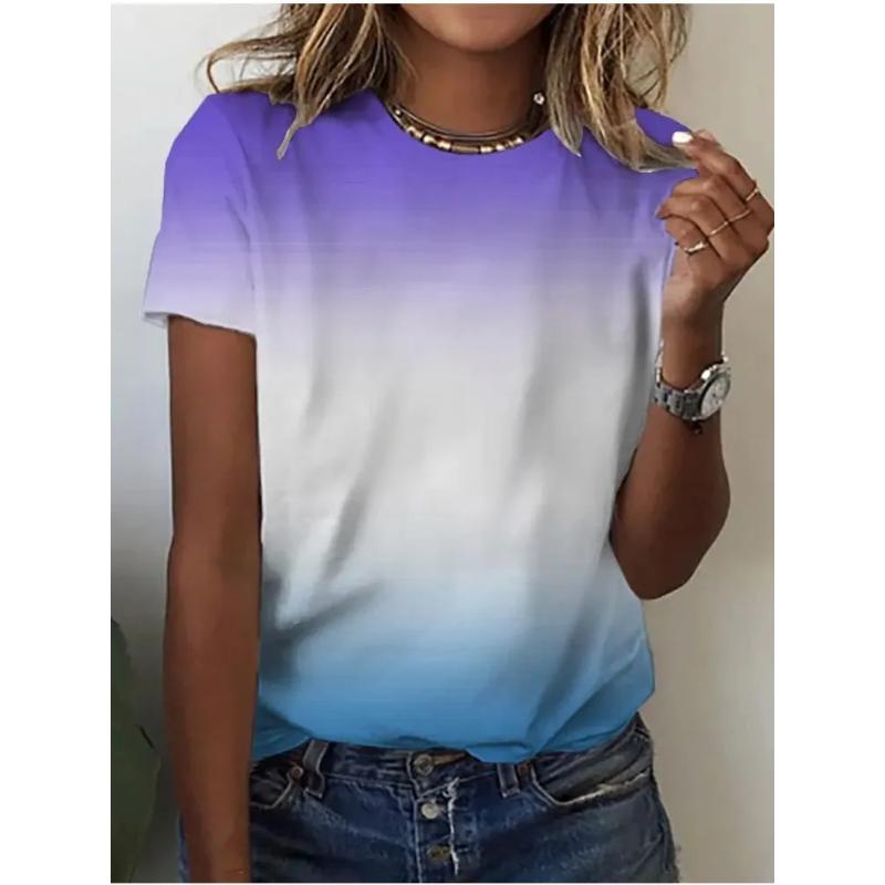 Soft Comfortable Printed Top Stylish Simple Short Sleeve Loose T-Shirts Women’s