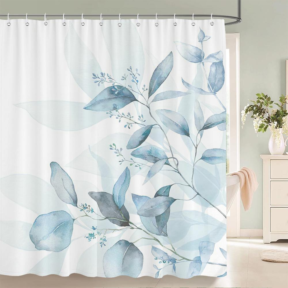 Eleganter Blumenvorhang 180x180cm Floral bedruckter Duschvorhang Polyester Badvorhang Badezimmerdeko Waschbar mit Haken