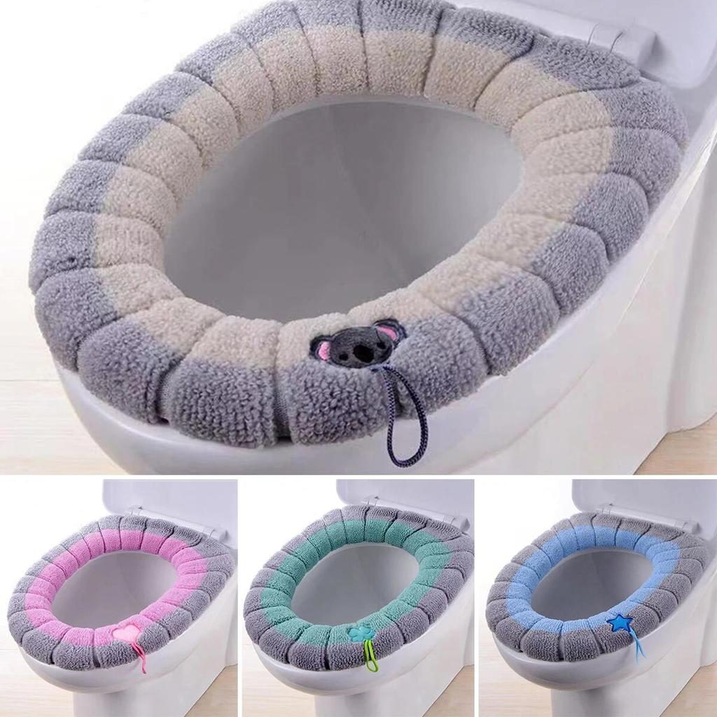 Asiento de inodoro, asiento blando, cojín para asiento de inodoro, portátil, retráctil, lavable, funda de asiento de inodoro de punto en forma de O