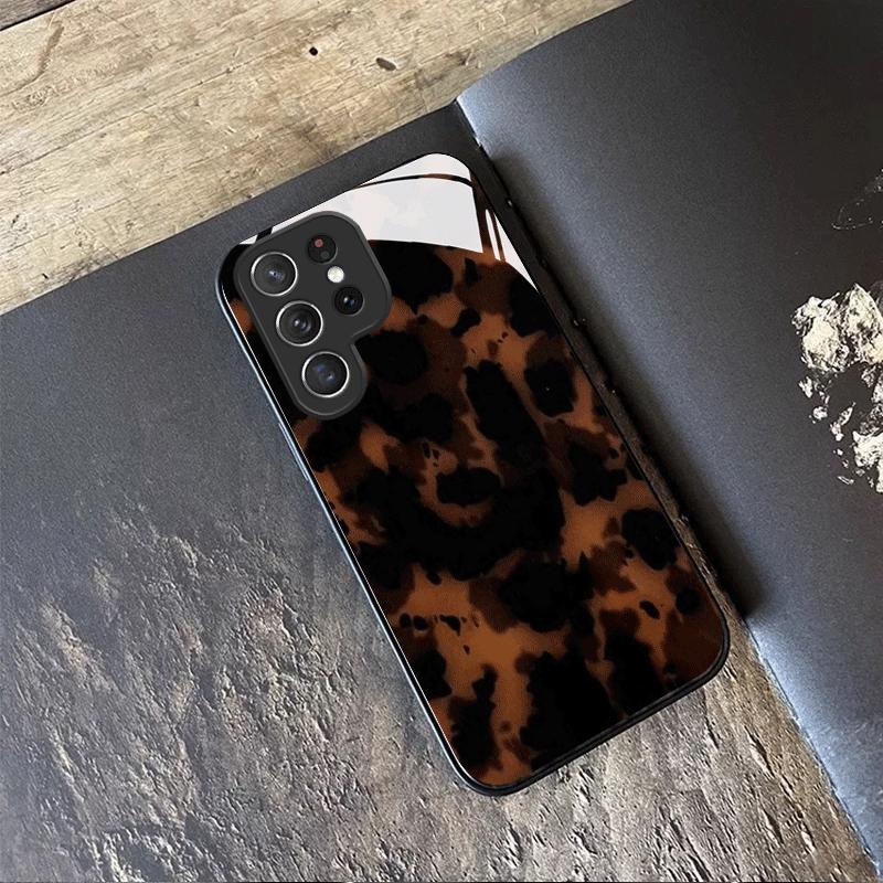 Brown dark textured tempered glass phone case suitable for Samsung Galaxy S26 S25 S24 S22 S21 S20 FE/Ultra/Plus anti drop