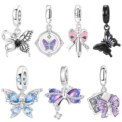 Charmscopper Star Purple Butterfly Pendant Blue Glue Dipped Butterfly Original Beads Fit Bracelet Women Diy Valentine Gift