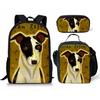 Classic Novelty Funny Cool Grehoud 3D Print 3pcs/Set pupil School Bags Laptop Daypack Backpack Lunch bag Pencil Case