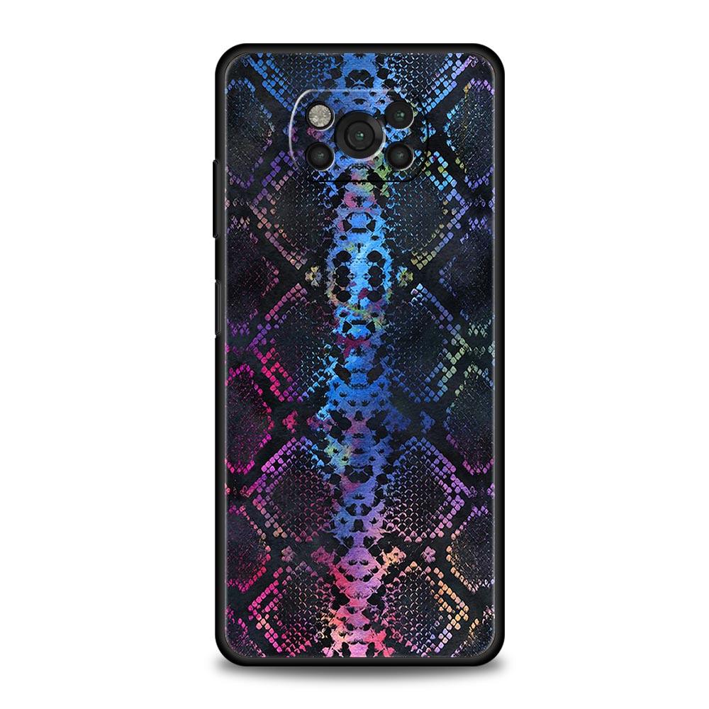 Pretty Luxury Snake Skin Phone Case For For Xiaomi Poco X6 X5 Pro X4 X3 NFC F5 Pro F4 F3 GT M5 M4 Pro 5G M3 C51 C50 C55 Cover