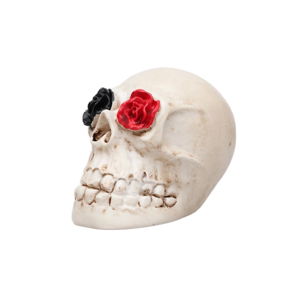 Decorative Skull Ornament with Floral Accent for Halloween Home Party Indoor Outdoor Table Display Prop