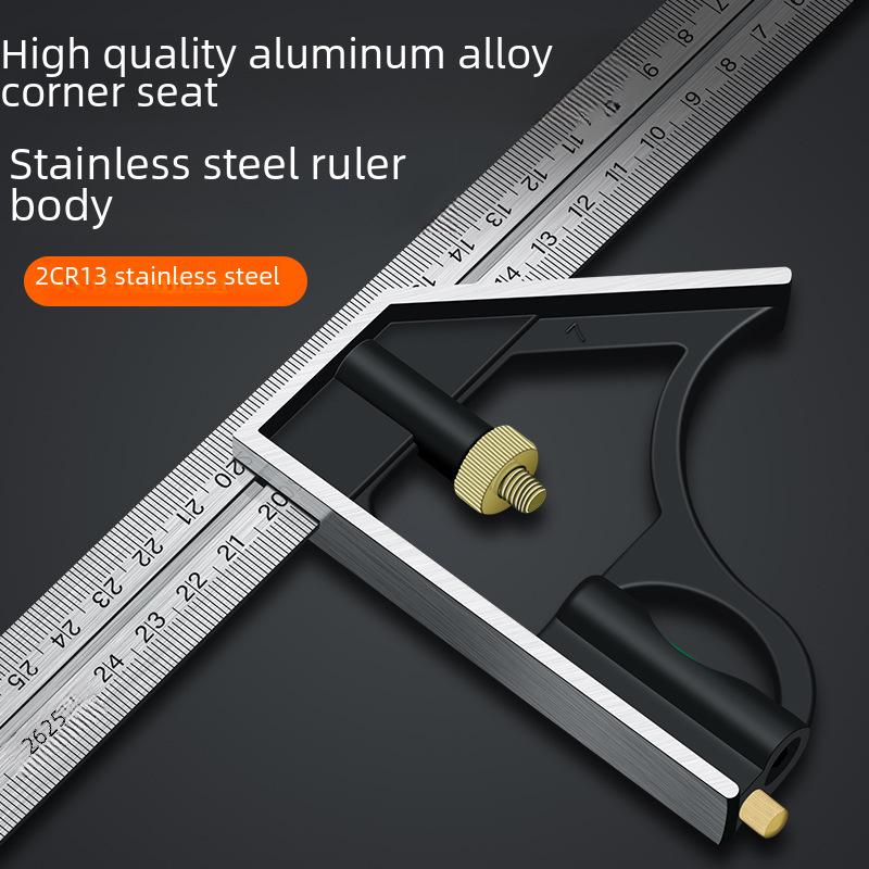 Stainless Steel Adjustable 90°/45° Angle Ruler for Woodworking