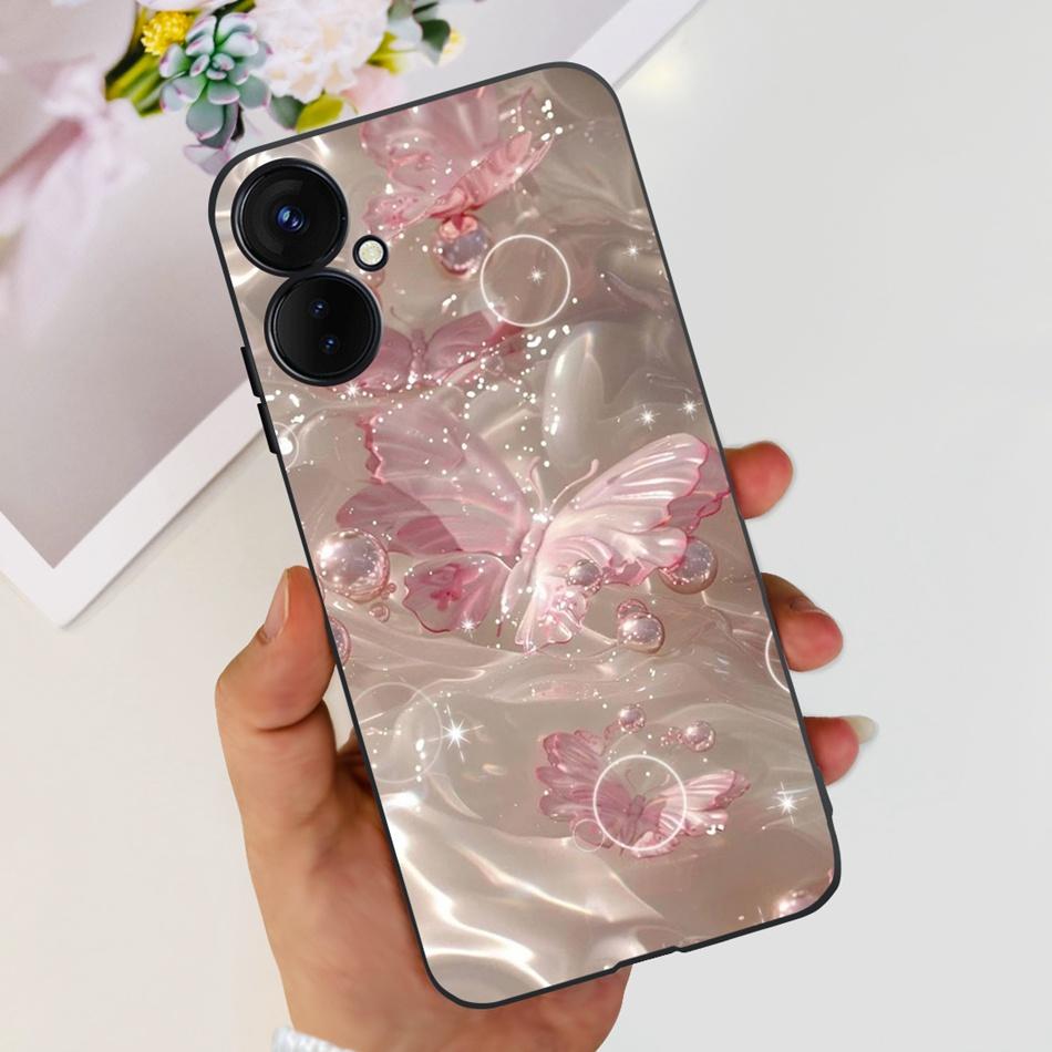 For Tecno Spark 9 Pro KH7 KH7n Cute Cartoon Phone Case For Tecno Spark 9Pro Black Silicone Soft TPU Cases