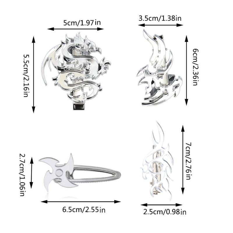 Punk Flame Dragon Duckbill Clips Totem Hair Side Clips Halloween Hair Grips Ponytail Decoration Cosplay Hair Barrettes