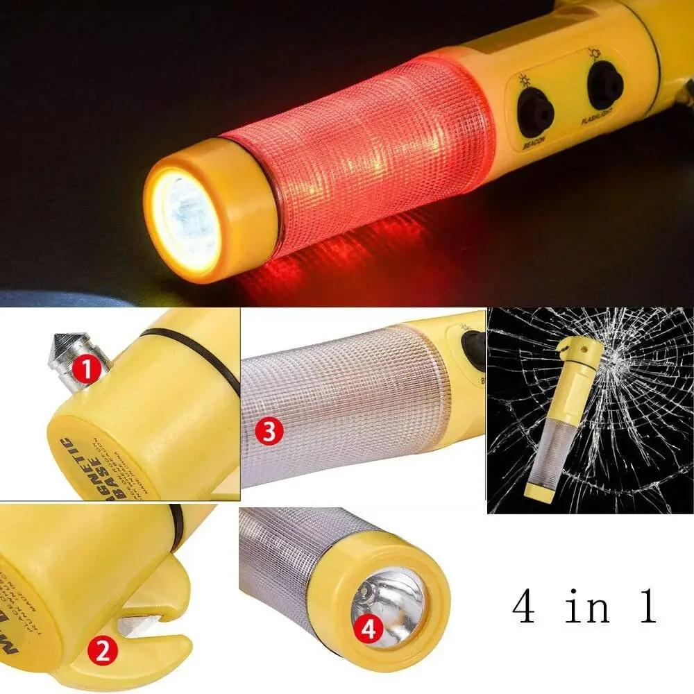 4 i 1 Bilsäkerhetshammare Nödglasbrytare Skär Sätbältet Hög Hårdhet Volframstål Räddningsverktyg Biltillbehör