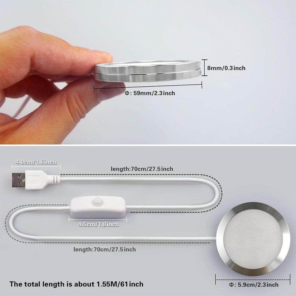 Usb Led Cabinet Light Smd2835 With/switch 5v Cable Under Lights Cool Warm Neutral White Ceiling Spot Lamp Surface Mounted 3watts