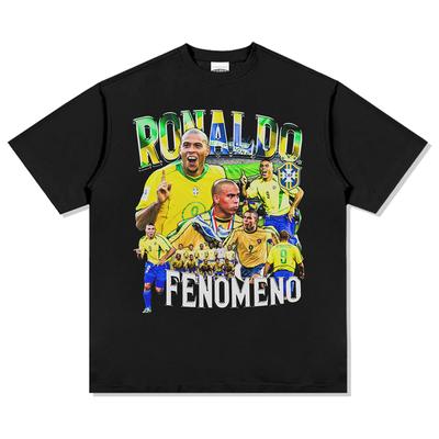 2026 Ronaldo R9 Camiseta de Fútbol de Algodón para Hombre Mujer Camiseta de Fútbol Brasil Jersey 2002 Camiseta Conmemorativa Campeón Verano Unisex Camisetas de Manga Corta Camisetas Casuales
