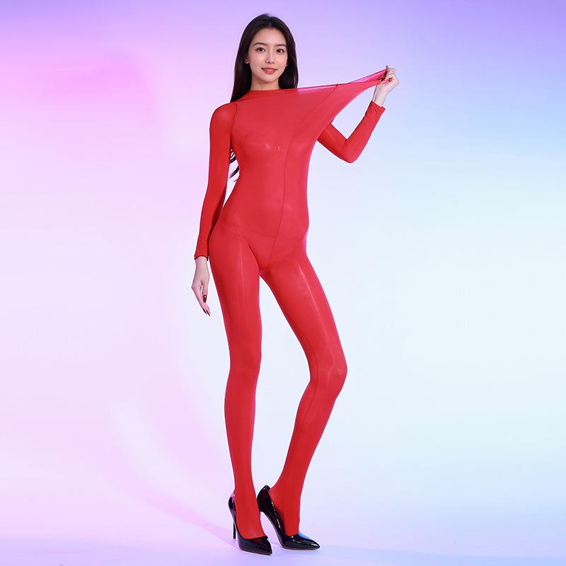 Plus Size Sexy Body Stockings Women Shiny Smooth Bodysuits Ultra Sheer Jumpsuits Tihgts Erotic Lingerie Cos Sm Toy
