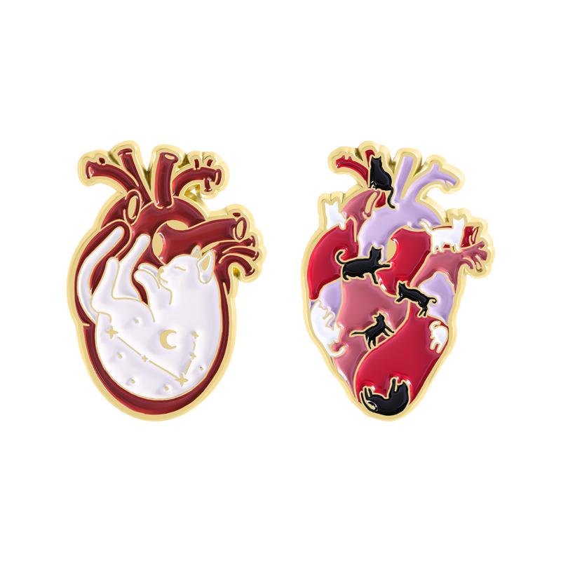 Katzenherz Emaille Anstecknadeln Kundenspezifische Voller Katzen Broschen Reversabzeichen Kleidung Tier Schmuck Geschenk für Katzenliebhaber