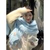 Blue Tassel Knitted Scarf for Women in Winter Korean Style Versatile High End Thickened Warm and Cold Protection Neck Scarf Shawl