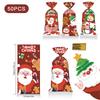 50 Pcs Merry Christmas Cellophane Bags With Twist Ties Xmas Clear Cello Candy Gift Bags New Year'S Eve Christmas Party Decoration
