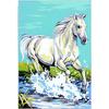 Antique Canvas White Horse 30x40cm