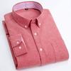 Men's Oxford Long-sleeved Shirts Casual Striped Gray Green Navy Business Long Sleeve Slim Button Up Shirt Men Fashion Trends