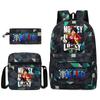 One Piece Large-capacity Student Backpack Three-piece Set 7526