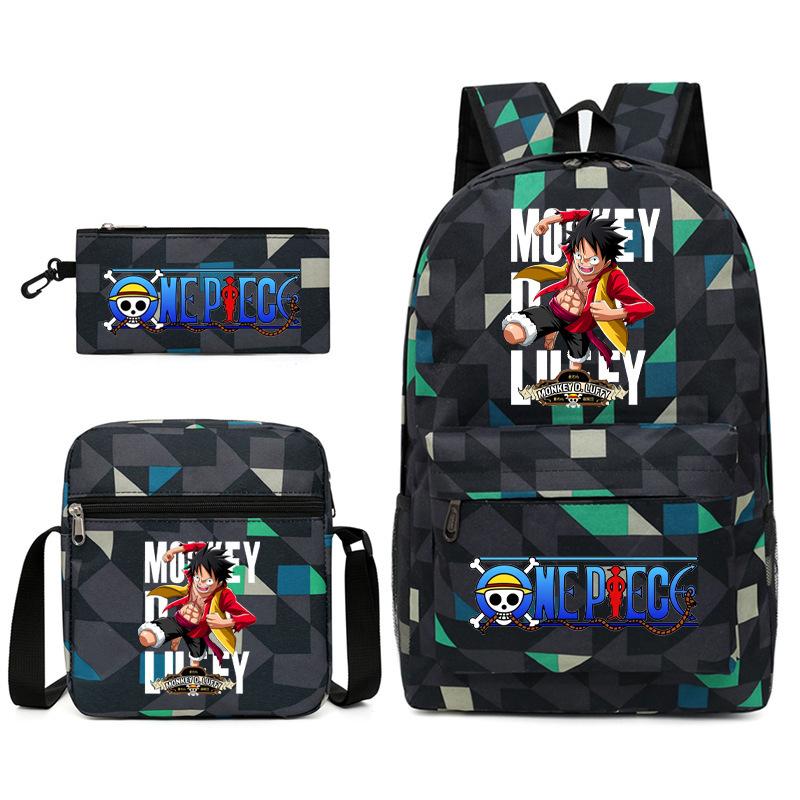 One Piece Large-capacity Student Backpack Three-piece Set 7526