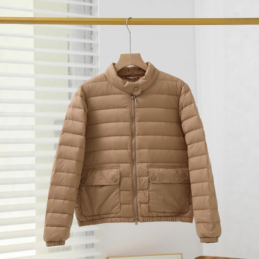 Lightweight down jacket for women, short slimming stand-collar white duck down winter new petite jacket