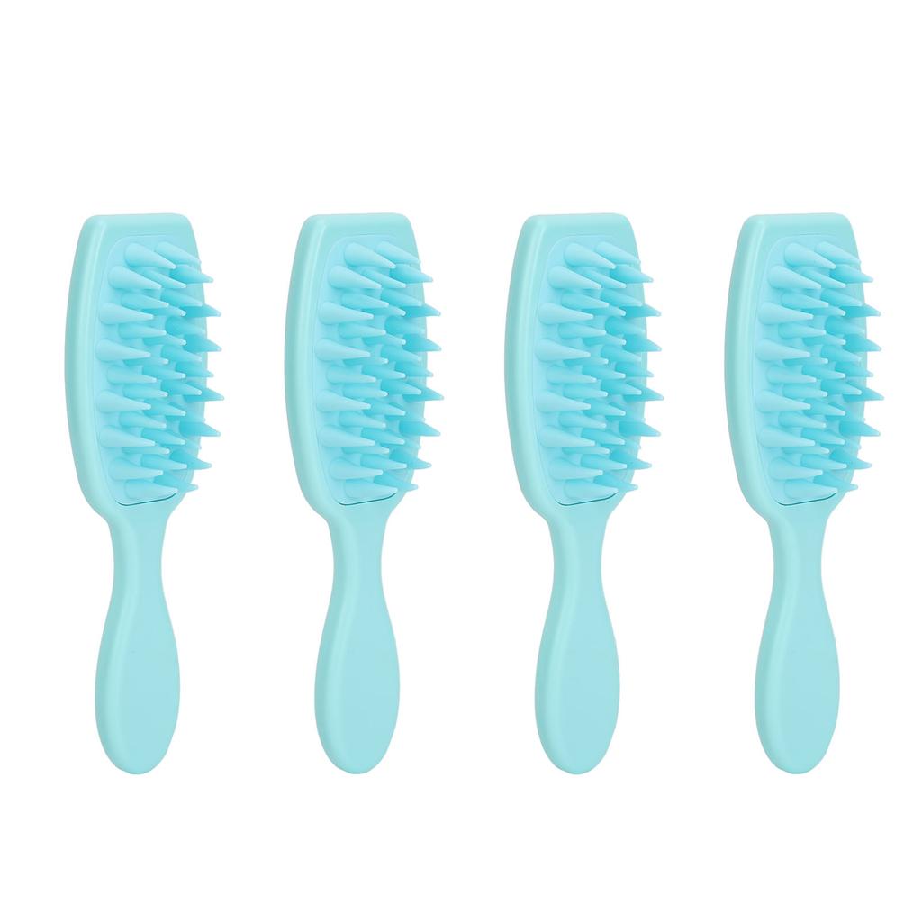 4pcs Hair Scalp Massager Shampoo Brush Silicone Long Handle Improve Hair Growth Dandruff Removal