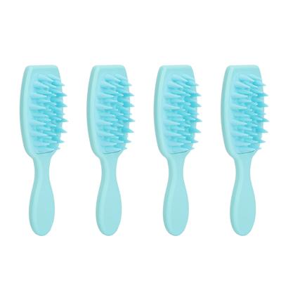 4pcs Hair Scalp Massager Shampoo Brush Silicone Long Handle Improve Hair Growth Dandruff Removal