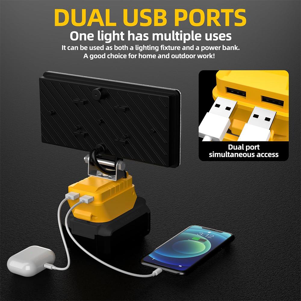 8Inch Led Light Portable Spotlights 90W Cordless Outdoor Work Fishing Handheld Emergency Tool Light Fit for Dewalt /Makita