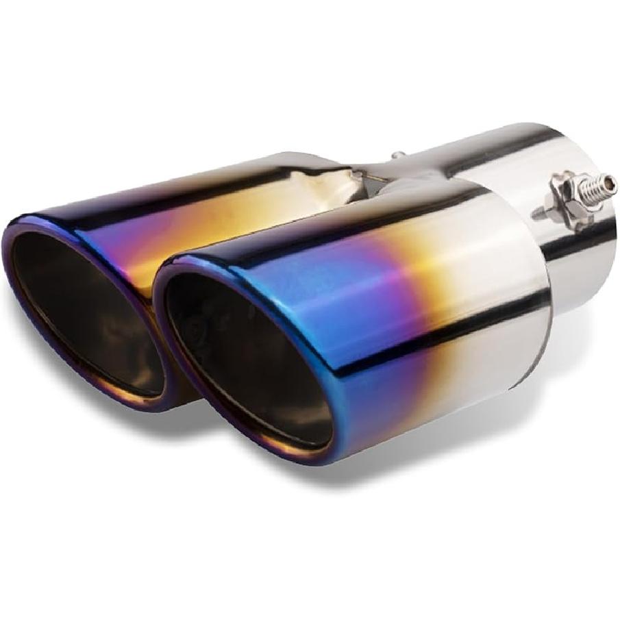 

Насадка двойного выхлопа с входом 2,5 , Прямая выхлопная труба с винтом, Глушитель из нержавеющей стали, Насадка глушителя выхлопной трубы, Автомобильные модные модифицированные детали, 1 PC