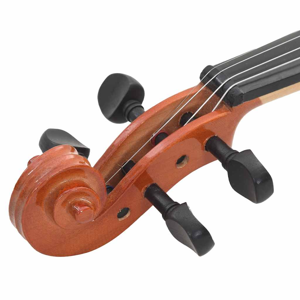 Violin Complete Set with Bow and Chin Rest Dark Wood Size 4 4