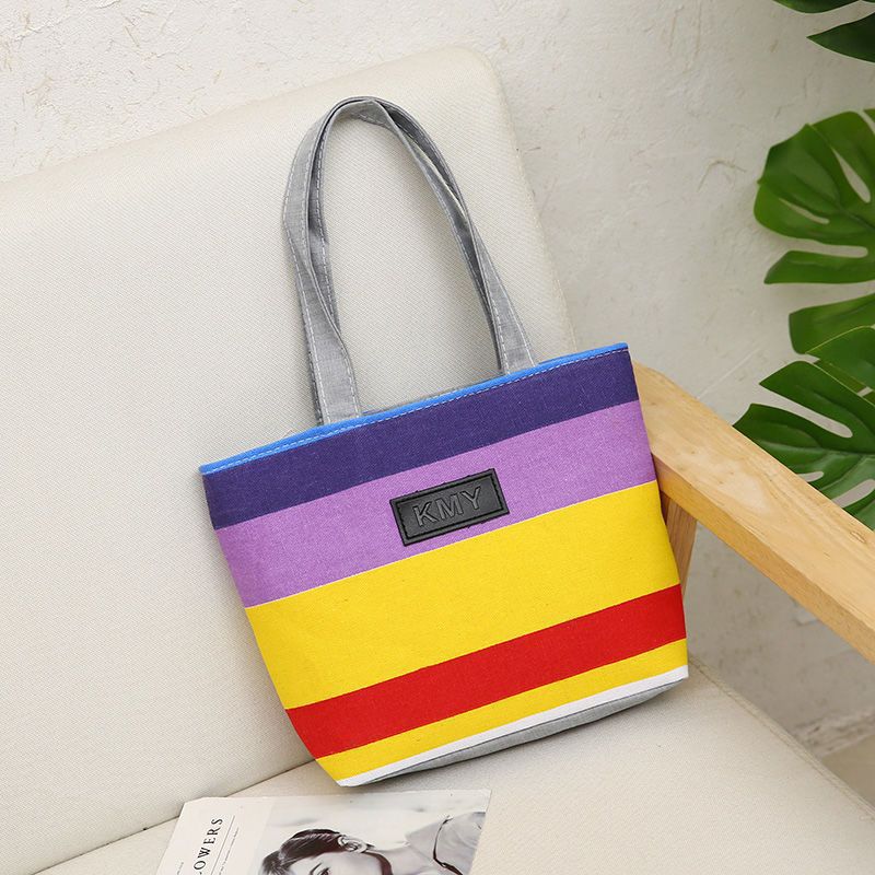 Neue gestreifte Canvas-Tasche leichte Tasche Büroangestellter lässige Schulter tragbar große Kapazität Damen-Tasche
