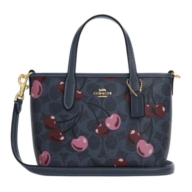 Coach Město 15 Uzavírání na zip Logo Plátěná taška Tote Nákupní Taška přes rameno Crossbody Mini Dámská Tote Smíšené barvy Denimově modrá CY737-IMDEI