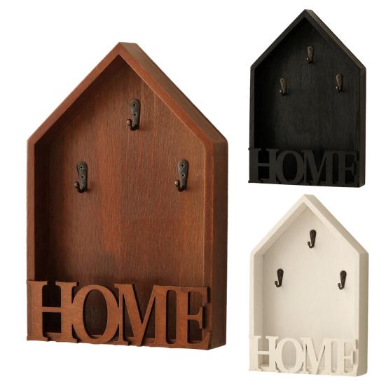 Wooden Home Key Holder with 3 Hooks Rustic House Wall Mount Key Organizer Multi-purpose Home Office Entryway Decorative Key Hanger Rack
