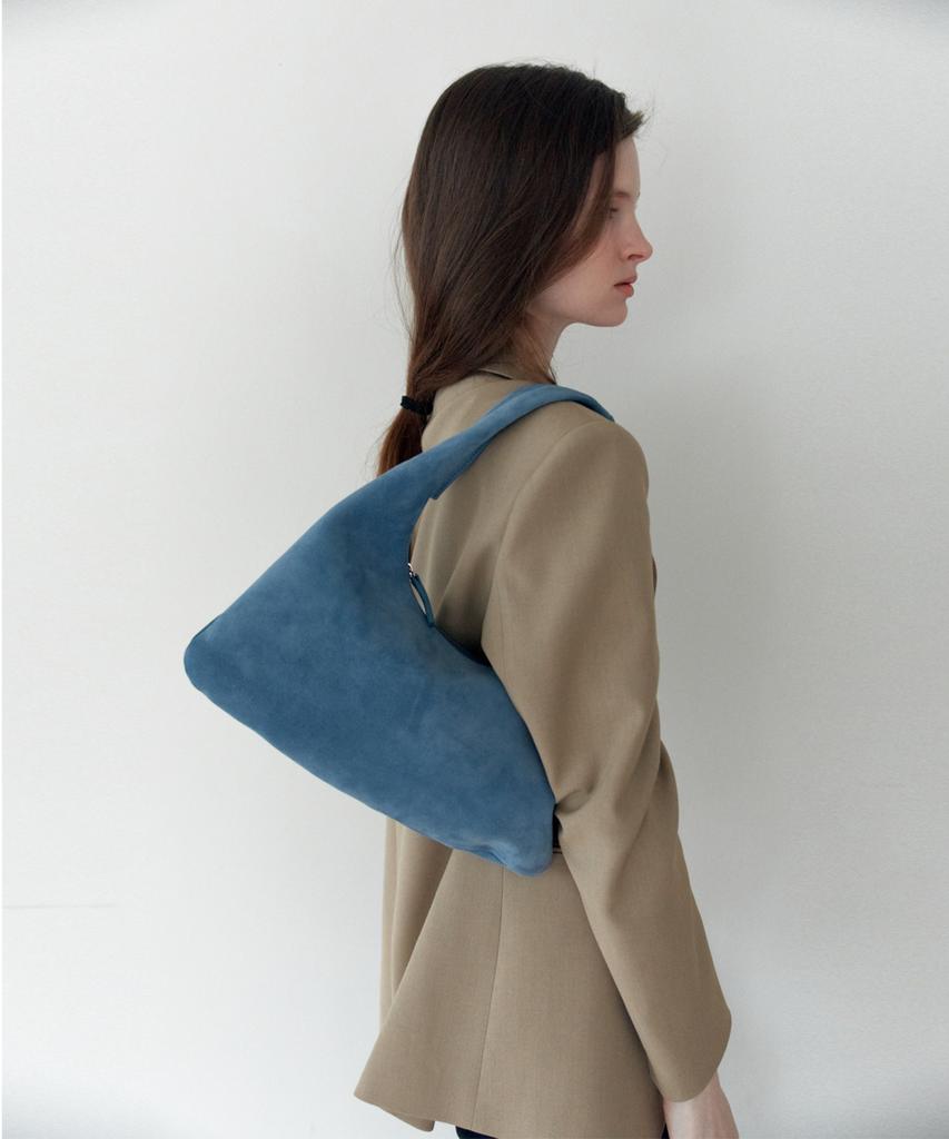 The Lille Margaret Shoulder Bag_Blue(Suede)