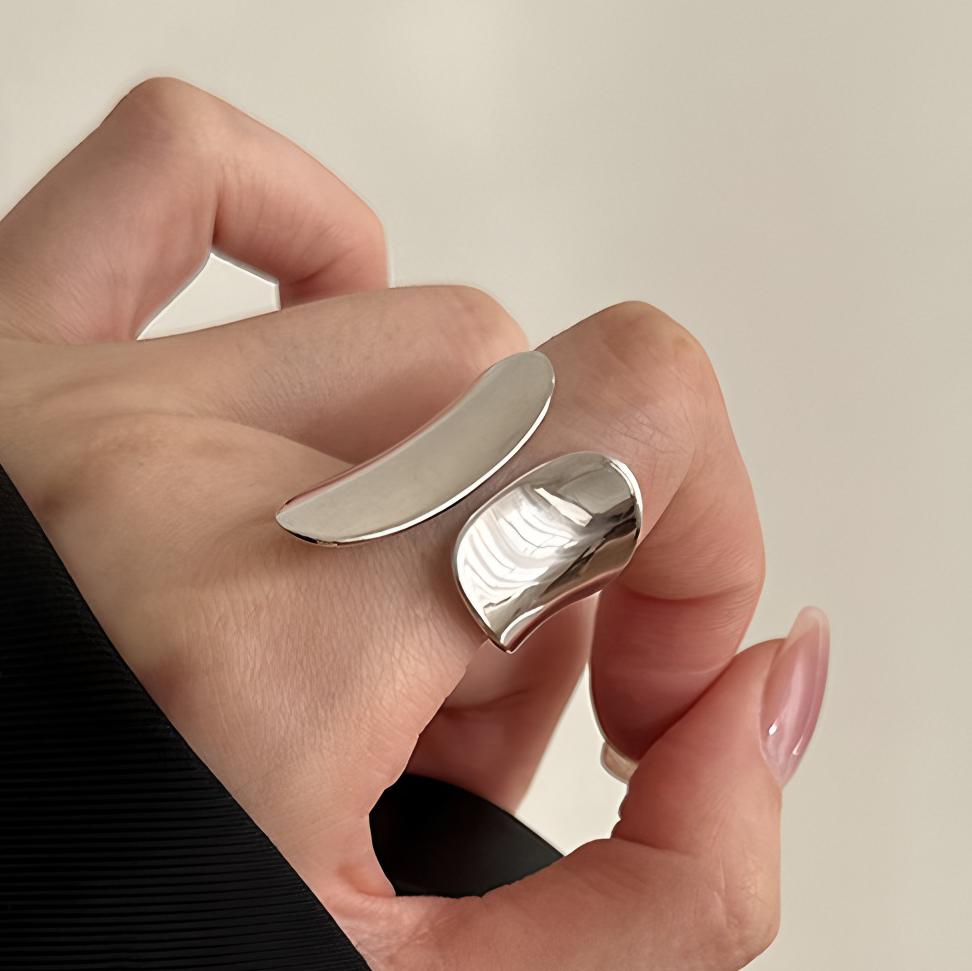 PANJBJ Real 925 Silver Retro Round Ring For 2 Rigns Women Chain Vintage Fine Jewelry Minimalist Accessories Gift