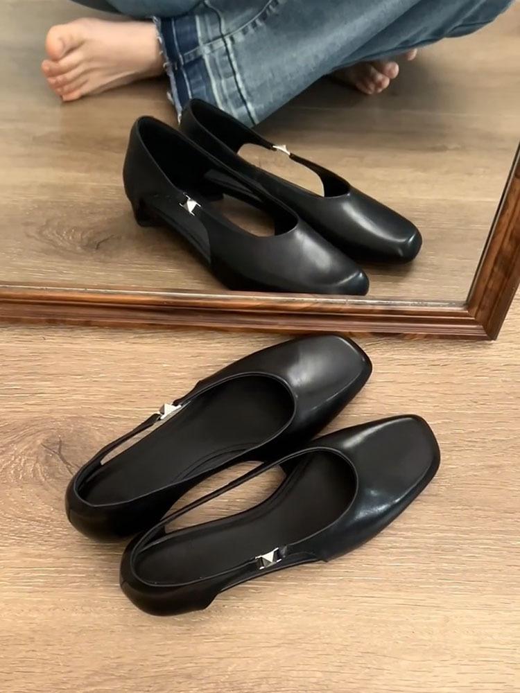 

Sheepskin version~ Shallow mouth hollow sandals women s summer wear versatile casual commuting Mary Jane shoes breathable single shoes women 40